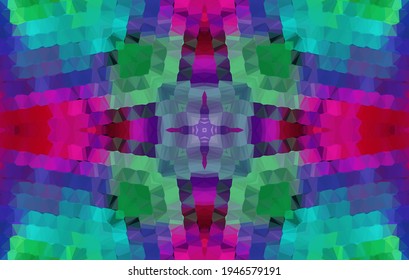 Geometric design, Mosaic of a vector kaleidoscope, abstract Mosaic Background, colorful Futuristic Background, geometric Triangular Pattern. Mosaic texture. Stained glass effect. Vector