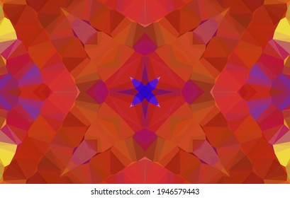 Geometrisches Design, Mosaik eines Vektorkalidoskops, abstrakter Mosaikhintergrund, bunter Futuristischer Hintergrund, geometrisches Dreiecksmuster. Mosaikstruktur. Festgestellter Glaseffekt. Vektorgrafik