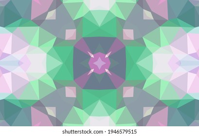 Diseño geométrico, mosaico de un kaleidoscopio vector, fondo mosaico abstracto, fondo futurista colorido, patrón triangular geométrico. Textura mosaica. Efecto de vidrio manchado. Vector