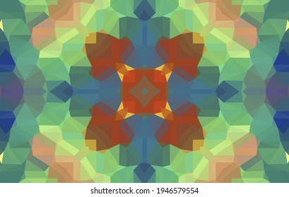Geometric design, Mosaic of a vector kaleidoscope, abstract Mosaic Background, colorful Futuristic Background, geometric Triangular Pattern. Mosaic texture. Stained glass effect. Vector