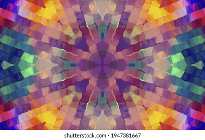 Diseño geométrico, mosaico de un kaleidoscopio vector, fondo mosaico abstracto, fondo futurista colorido, patrón triangular geométrico. Textura mosaica. Efecto de vidrio manchado. Vector EPS 10