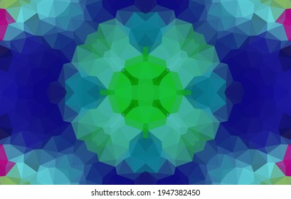 Diseño geométrico, mosaico de un kaleidoscopio vector, fondo mosaico abstracto, fondo futurista colorido, patrón triangular geométrico. Textura mosaica. Efecto de vidrio manchado. Vector EPS 10