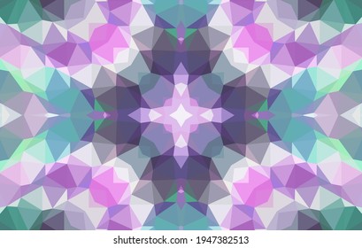 Diseño geométrico, mosaico de un kaleidoscopio vector, fondo mosaico abstracto, fondo futurista colorido, patrón triangular geométrico. Textura mosaica. Efecto de vidrio manchado. Vector EPS 10