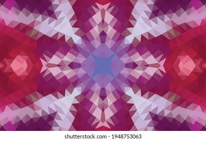 Geometrisches Design, Mosaik eines Vektorkalidoskops, abstrakter Mosaikhintergrund, bunter Futuristischer Hintergrund, geometrisches Dreiecksmuster. Mosaikstruktur. Festgestellter Glaseffekt. EPS10-Vektorgrafik