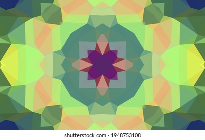 Diseño geométrico, mosaico de un kaleidoscopio vector, fondo mosaico abstracto, fondo futurista colorido, patrón triangular geométrico. Textura mosaica. Efecto de vidrio manchado. Vector EPS 10