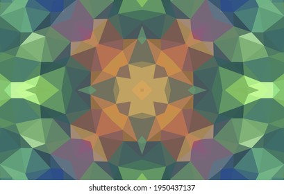 Diseño geométrico, mosaico de un kaleidoscopio vector, fondo mosaico abstracto, fondo futurista colorido, patrón triangular geométrico. Textura mosaica. Efecto de vidrio manchado. Vector EPS 10