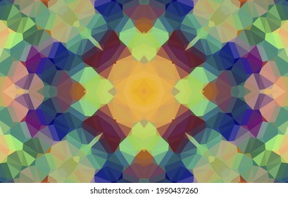 Diseño geométrico, mosaico de un kaleidoscopio vector, fondo mosaico abstracto, fondo futurista colorido, patrón triangular geométrico. Textura mosaica. Efecto de vidrio manchado. Vector EPS 10