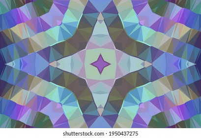 Geometrisches Design, Mosaik eines Vektorkalidoskops, abstrakter Mosaikhintergrund, bunter Futuristischer Hintergrund, geometrisches Dreiecksmuster. Mosaikstruktur. Festgestellter Glaseffekt. EPS10-Vektorgrafik