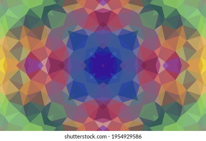 Diseño geométrico, mosaico de un kaleidoscopio vector, fondo mosaico abstracto, fondo futurista colorido, patrón triangular geométrico. Textura mosaica. Efecto de vidrio manchado. 10 Vector EPS.