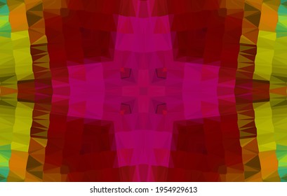 Diseño geométrico, mosaico de un kaleidoscopio vector, fondo mosaico abstracto, fondo futurista colorido, patrón triangular geométrico. Textura mosaica. Efecto de vidrio manchado. 10 Vector EPS.
