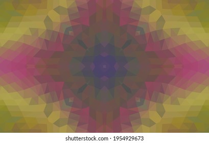 Geometrisches Design, Mosaik eines Vektorkalidoskops, abstrakter Mosaikhintergrund, bunter Futuristischer Hintergrund, geometrisches Dreiecksmuster. Mosaikstruktur. Festgestellter Glaseffekt. 10 EPS Vektor.