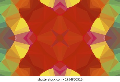 Diseño geométrico, mosaico de un kaleidoscopio vector, fondo mosaico abstracto, fondo futurista colorido, patrón triangular geométrico. Textura mosaica. Efecto de vidrio manchado. 10 Vector EPS.