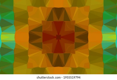 Diseño geométrico, mosaico de un kaleidoscopio vector, fondo mosaico abstracto, fondo futurista colorido, patrón triangular geométrico. Textura mosaica. Efecto de vidrio manchado. 10 Vector EPS.