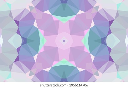 Geometrisches Design, Mosaik eines Vektorkalidoskops, abstrakter Mosaikhintergrund, bunter Futuristischer Hintergrund, geometrisches Dreiecksmuster. Mosaikstruktur. Festgestellter Glaseffekt. 10 EPS Vektor.