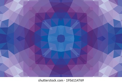 Geometrisches Design, Mosaik eines Vektorkalidoskops, abstrakter Mosaikhintergrund, bunter Futuristischer Hintergrund, geometrisches Dreiecksmuster. Mosaikstruktur. Festgestellter Glaseffekt. 10 EPS Vektor.