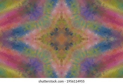 Geometrisches Design, Mosaik eines Vektorkalidoskops, abstrakter Mosaikhintergrund, bunter Futuristischer Hintergrund, geometrisches Dreiecksmuster. Mosaikstruktur. Festgestellter Glaseffekt. 10 EPS Vektor.