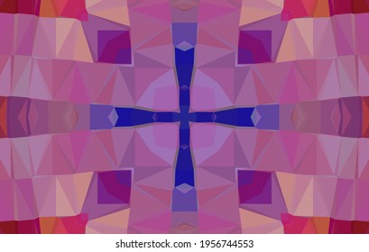 Geometrisches Design, Mosaik eines Vektorkalidoskops, abstrakter Mosaikhintergrund, bunter Futuristischer Hintergrund, geometrisches Dreiecksmuster. Mosaikstruktur. Festgestellter Glaseffekt. 10 EPS Vektor.