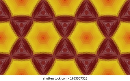Geometrisches Design, Mosaik eines Vektorkalidoskops, abstrakter Mosaikhintergrund, bunter Futuristischer Hintergrund, geometrisches Dreiecksmuster. Mosaikstruktur. Festgestellter Glaseffekt. EPS10 Vektorgrafik.