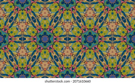 Diseño geométrico, mosaico de un kaleidoscopio vector, fondo mosaico abstracto, fondo futurista colorido, patrón triangular geométrico. Textura mosaica. Efecto de vidrio manchado. 10 Vector EPS.