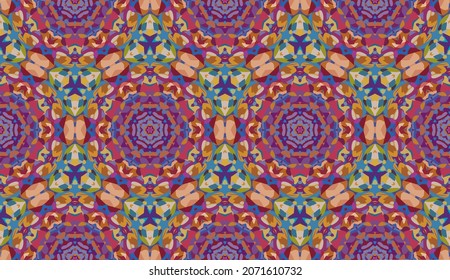Diseño geométrico, mosaico de un kaleidoscopio vector, fondo mosaico abstracto, fondo futurista colorido, patrón triangular geométrico. Textura mosaica. Efecto de vidrio manchado. 10 Vector EPS.