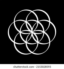 Geometric design with overlapping circles forming the so-called flower of life. Mandala for t-shirts or posters.