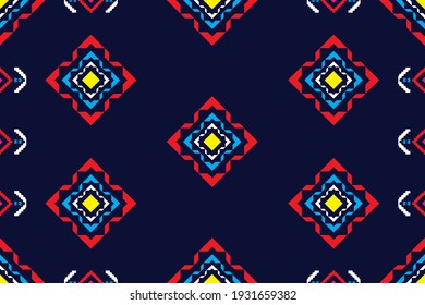tela de diseño geométrico étnica oriental tradicional sin costuras para el estilo bordado, cortina, fondo, alfombra, papel pintado, tela, envoltura, batik, tela, ilustración vectorial.