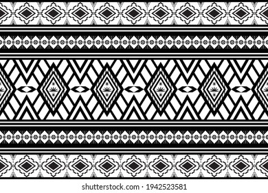 geometric design pattern fabric ethnic oriental traditional abstract black and white. for embroidery style, curtain, background, carpet, wallpaper, cloth, wrapping, batik, fabric,Vector illustration.