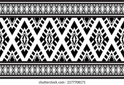 geometric design pattern fabric ethnic oriental traditional abstract black and white. for embroidery style, curtain, background, carpet, wallpaper, cloth, wrapping, batik, fabric,Vector illustration.