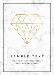 Geometric Design For Poster, Brochure Or Business Card, With Marble Texture And Gold Detail