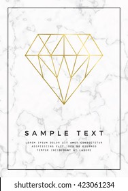 Geometric design for poster, brochure or business card, with marble texture and gold detail