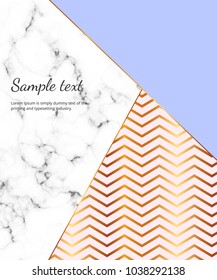 Geometric design poster with gold lines, blue and pink colors and marble texture background. Template for design invitation, card, banner, wedding, baby shower, placard, poster, party, flyer 
