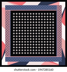 Geometric design for square scarf pattern. Beautiful silk scarves