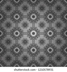 Geometric design template with black, white and gray elements. Technologic fabric tile card cover print badge. Vector seamless pattern. Background, texture with pop art effect.