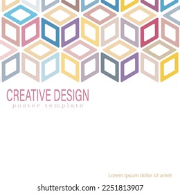 Plantilla de diseño geométrico para el diseño de un afiche, pancarta, póster, portada o postal. El diseño del estilo corporativo. La idea de la decoración, las impresiones y la decoración