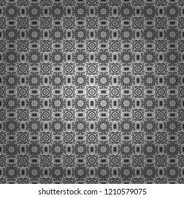 Geometric design template with white, gray and black elements. Background, texture with pop art effect. Technologic fabric tile card cover print badge. Vector seamless pattern.