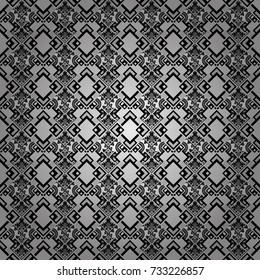 Geometric design template with white, gray and black elements. Vector seamless pattern. Technologic fabric tile card cover print badge. Background, texture with pop art effect.