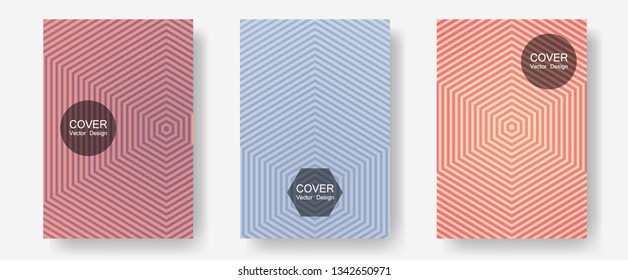 Geometric design templates for banners, covers. Vivid mockups samples. Halftone lines annual report templates. Digital collection. Halftone brochure lines geometric design set.