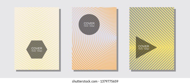 Geometric design templates for banners, covers. 2d grid composition. Halftone lines music poster background. Digital collection. Halftone brochure lines geometric design set.