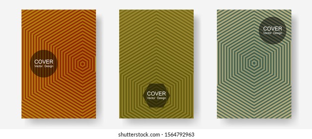 Geometric design templates for banners, covers. Minimalist geometry. Halftone lines annual report templates. Technicolor composition. Halftone brochure lines geometric design set.