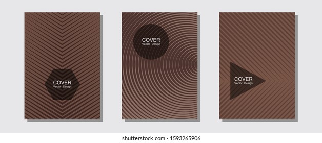 Geometric design templates for banners, covers. Trendy magazines. Halftone lines music poster background. Technicolor composition. Halftone brochure lines geometric design set.