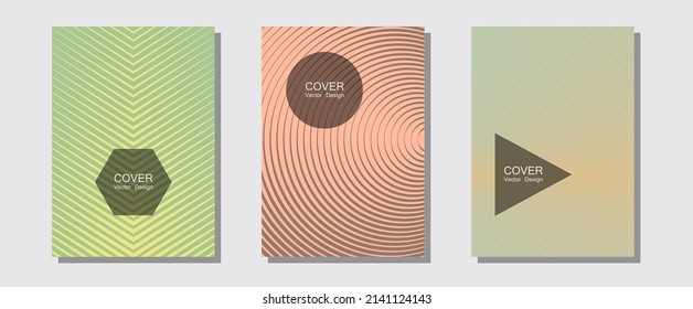 Geometric design templates for banners, covers. Music placards. Halftone lines music poster background. Brand identity elements. Halftone brochure lines geometric design set.