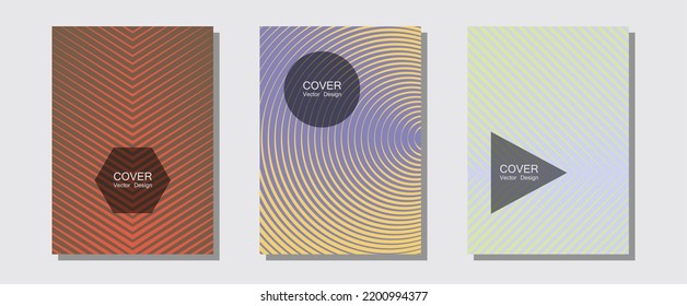 Geometric design templates for banners, covers. Minimal booklets. Halftone lines music poster background. Liner faded gradation. Halftone brochure lines geometric design set.