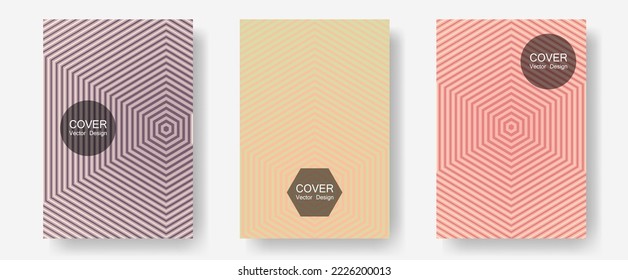 Geometric design templates for banners, covers. Digital collection. Halftone lines annual report templates. Brand identity elements. Halftone brochure lines geometric design set.