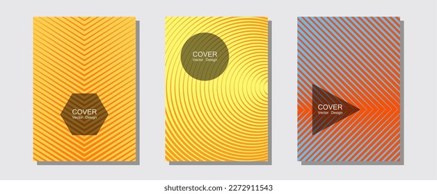 Geometric design templates for banners, covers. Modern branding. Halftone lines music poster background. Presentation backdrops. Halftone brochure lines geometric design set.