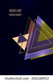 Geometric design from triangles and lines, creative concept, modern abstract background. Template for business brochure, flyer, leaflet, cover. Vector illustration.
