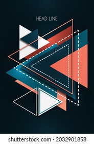 Geometric design from triangles and lines, creative concept, modern abstract background. Template for business brochure, flyer, leaflet, cover. Vector illustration.