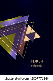 Geometric design from triangles and lines, creative concept, modern abstract background. Template for business brochure, flyer, leaflet, cover. Vector illustration.