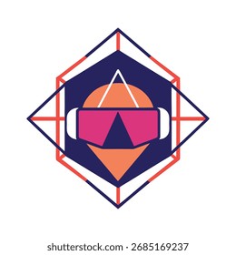Geometrisches Design mit VR-Brillen Icon virtuelle Realität