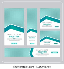 Geometric Design For Web banners of different standard sizes. Templates with place for photos, buttons. Vector illustration. Set.
