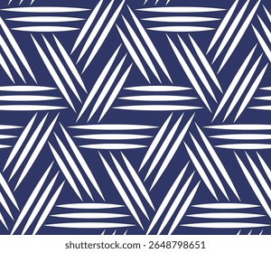 Design geométrico com linhas espirais brancas sobre um fundo azul, em um estilo moderno intrincado. Padrão de repetição uniforme. Ilustração vetorial abstrata para têxteis, embalagens e coberturas.